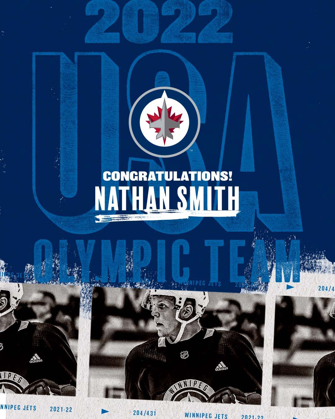 Congratulations to #NHLJets prospect Nathan Smith, who has been named to the U.S...