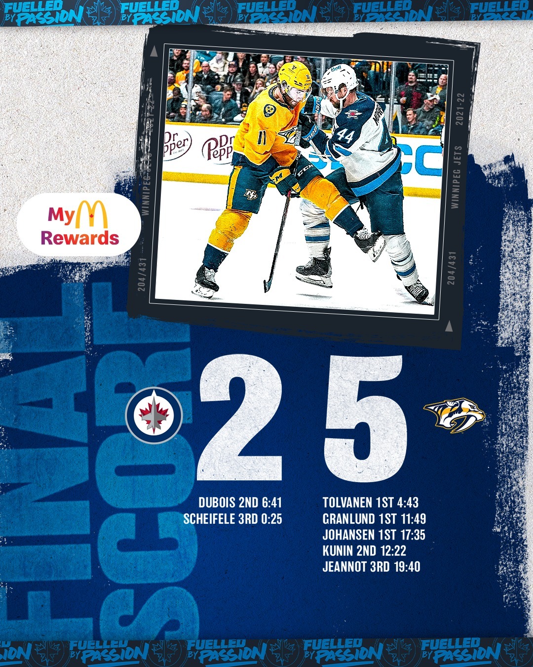 #NHLJets outshoot the Preds by a margin of 38-23, but fall short tonight  : Dubo...