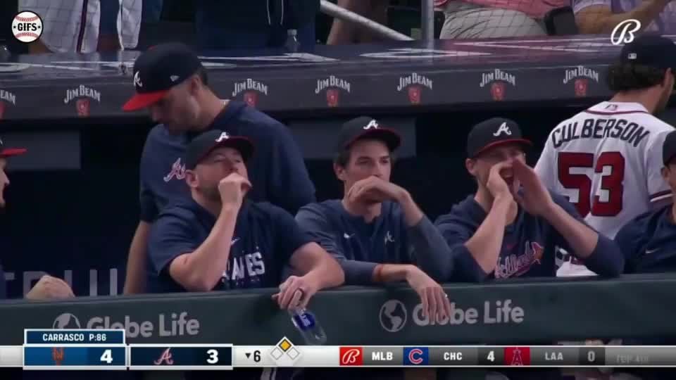 Tyler Matzek uses Pete Alonso's "throw it again" line on Carlos Carrasco.