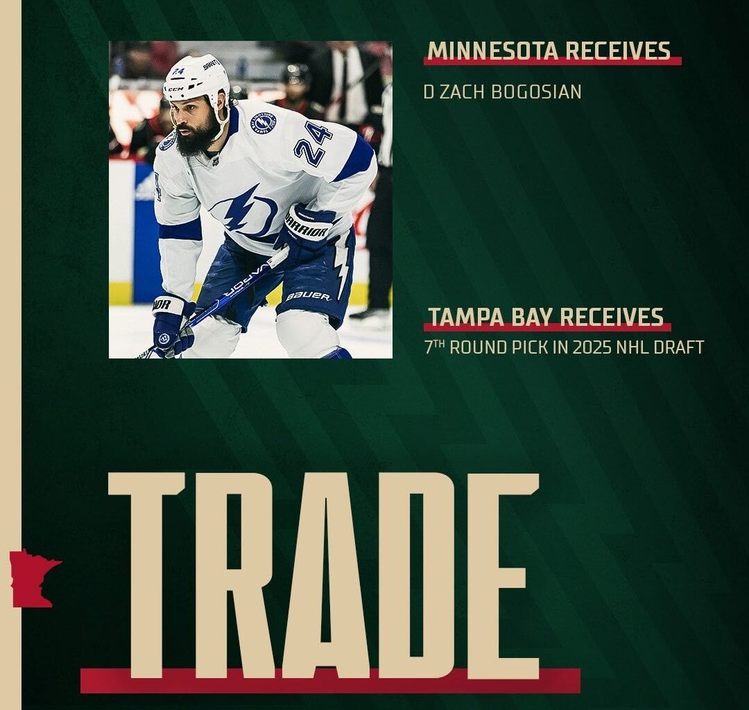 [Minnesota Wild] 🚨 TRADE NEWS 🚨We have received D Zach Bogosian for a 7th round pick in the 2025 NHL draft.