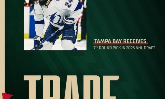 [Minnesota Wild] 🚨 TRADE NEWS 🚨We have received D Zach Bogosian for a 7th round pick in the 2025 NHL draft.