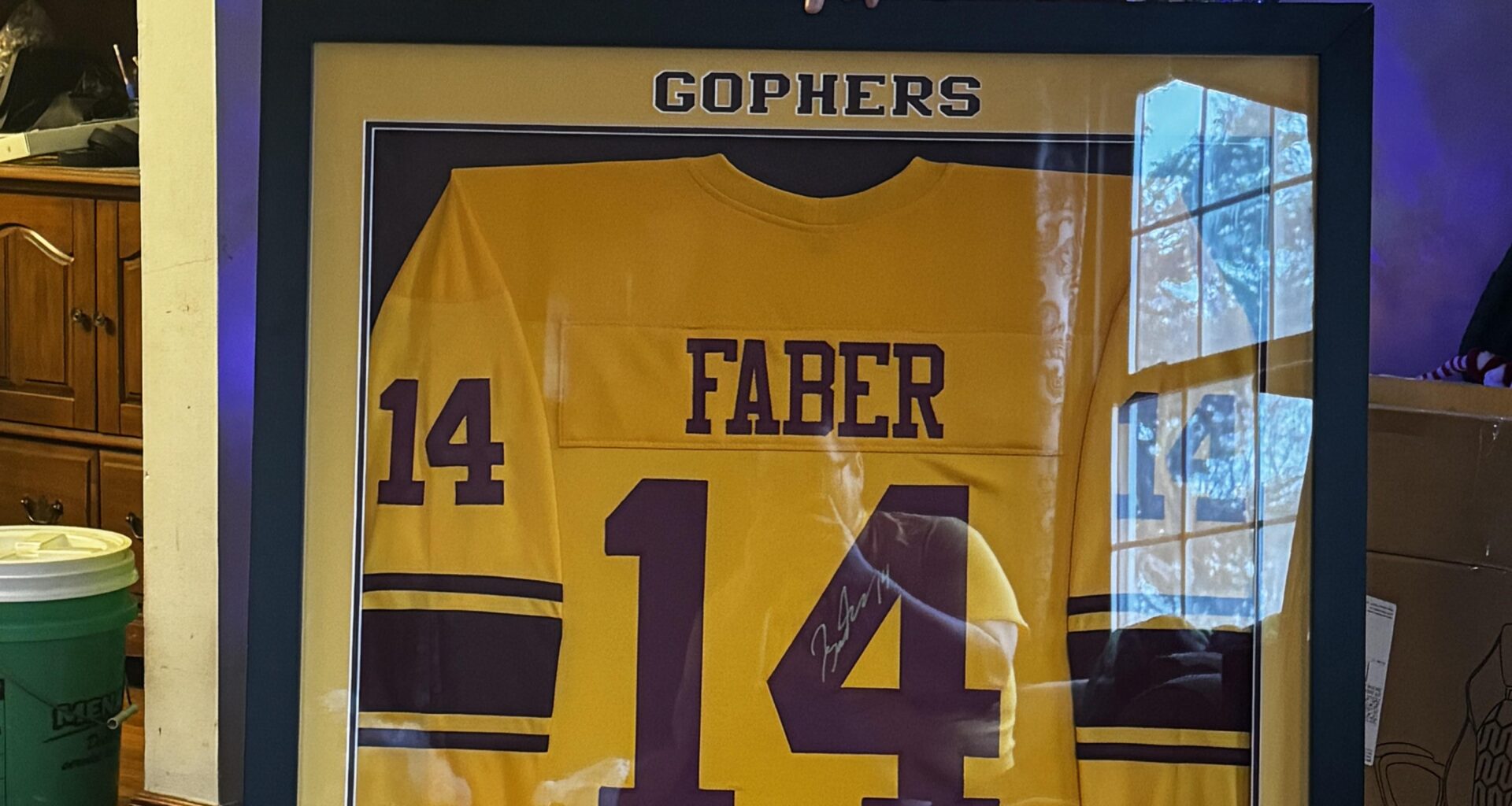 It’s his Gophers jersey, but my sons big gift this year was a Faber autographed jersey