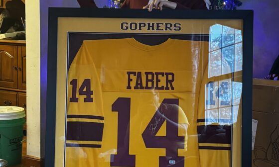 It’s his Gophers jersey, but my sons big gift this year was a Faber autographed jersey