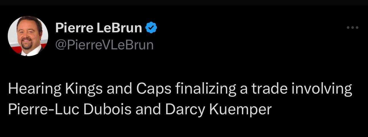 BREAKING: Kings trade Dubois to Washington for Darcy Kuemper