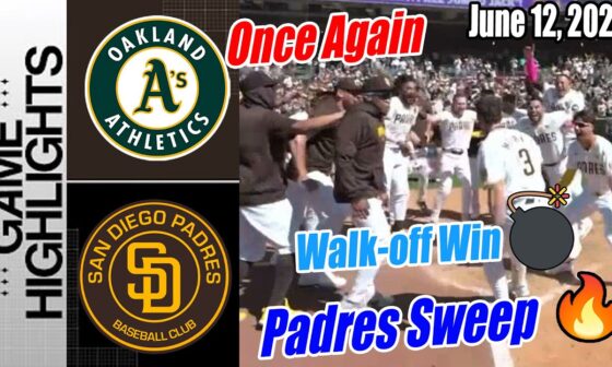 San Diego Padres vs Oakland Athletics [FULL GAME] June 12, 2024 | JACKSON MERRILL WALK-OFF BLAST