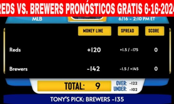 Cincinnati Reds vs Milwaukee Brewers 6/16/2024 Pronósticos GRATIS de la MLB para Hoy