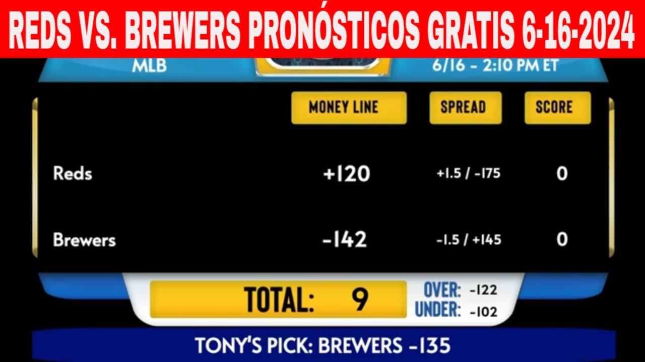 Cincinnati Reds vs Milwaukee Brewers 6/16/2024 Pronósticos GRATIS de la MLB para Hoy