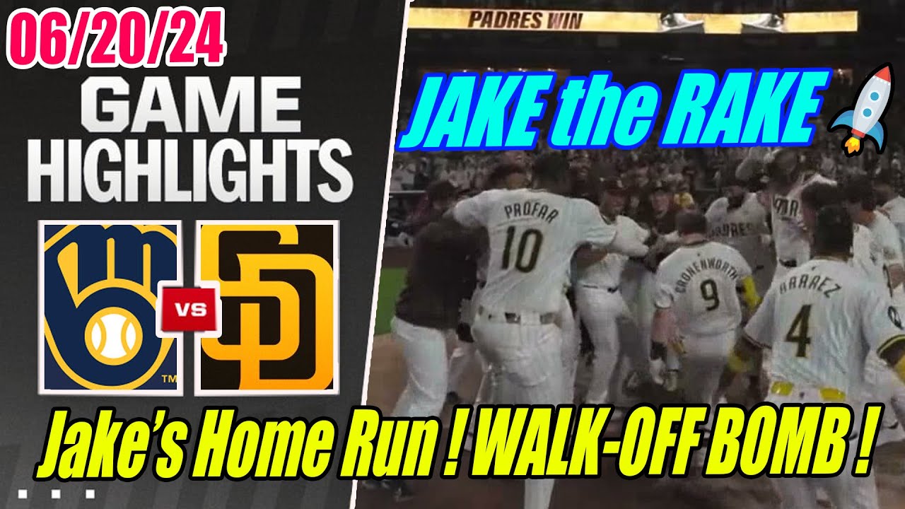 San Diego Padres vs Milwaukee Brewers [FULL GAME] June 20, 2024 | OMG! JAKE WALK-OFFS BOMB !