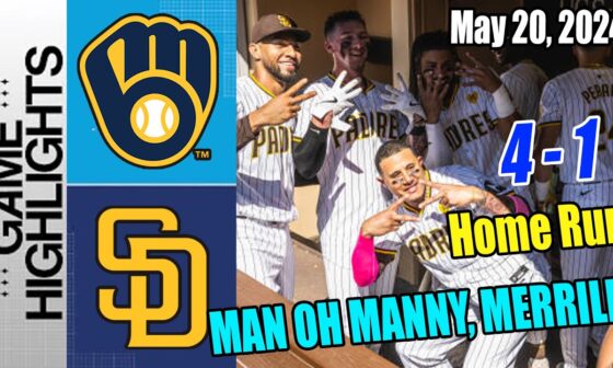 San Diego Padres vs Milwaukee Brewers [TODAY Highlights] June 20, 2024 | Merrill&Machado Home Run !