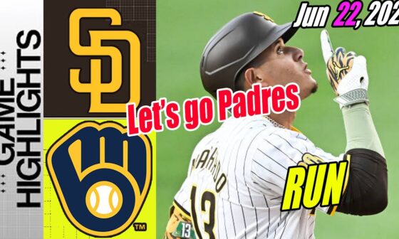 San Diego Padres vs Milwaukee Brewers [Highlights] 06/22/24 | Bravo Padres!