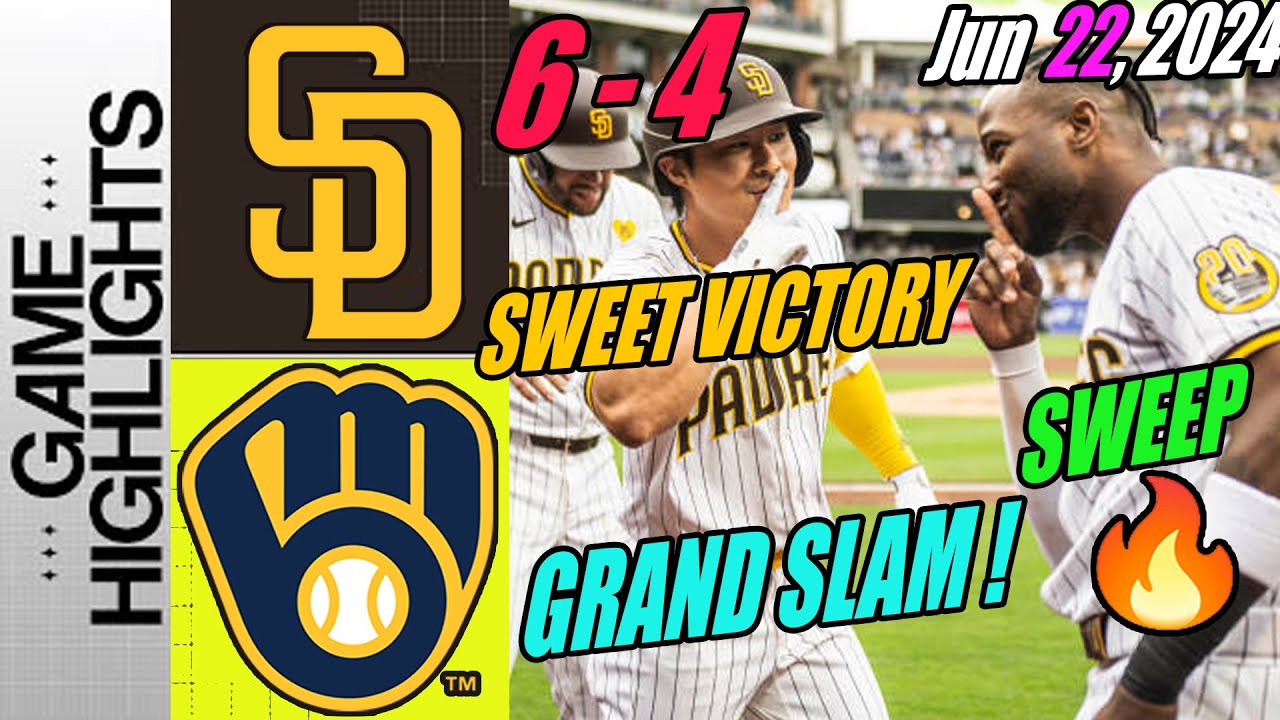 San Diego Padres vs Brewers [FULL GAME] Highlights 06/22/24 | Tie game! Padres get a SERIES WIN!! 💥