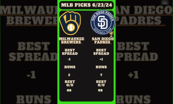 MLB Picks Today, /6/23/24 | MLB Predictions Today,Milwaukee Brewers ,San Diego Padres