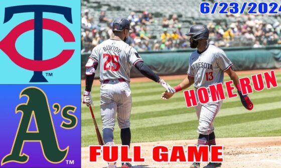 Minnesota Twins vs Oakland Athletics 06/23/24 Full Game Highlights | MLB Highlights| MLB Season 2024