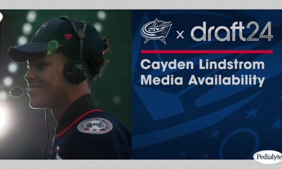 Cayden LIndstrom meets with media after being selected 4th overall in the 2024 NHL Draft!