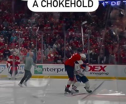 Ekblad with Bouchard in a chokehold