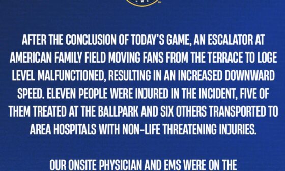 Statement from the Brewers regarding incident