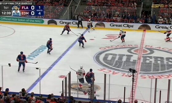 Draisaitl sets up Foegele, He goes Upstairs and Oilers Lead 1-0 in Game 6.