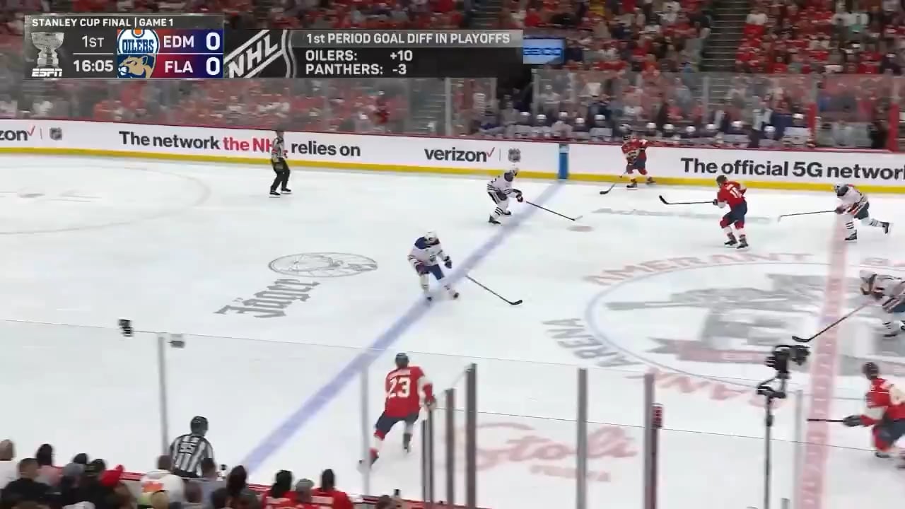 Carter Verhaeghe gets the first goal of the 2024 Stanley Cup Final.