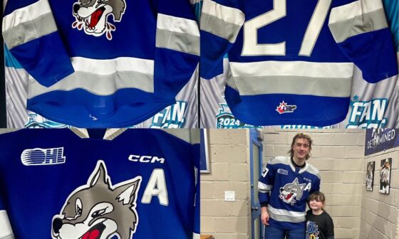 2023-2024 Sudbury Wolves Game Worn Jersey.