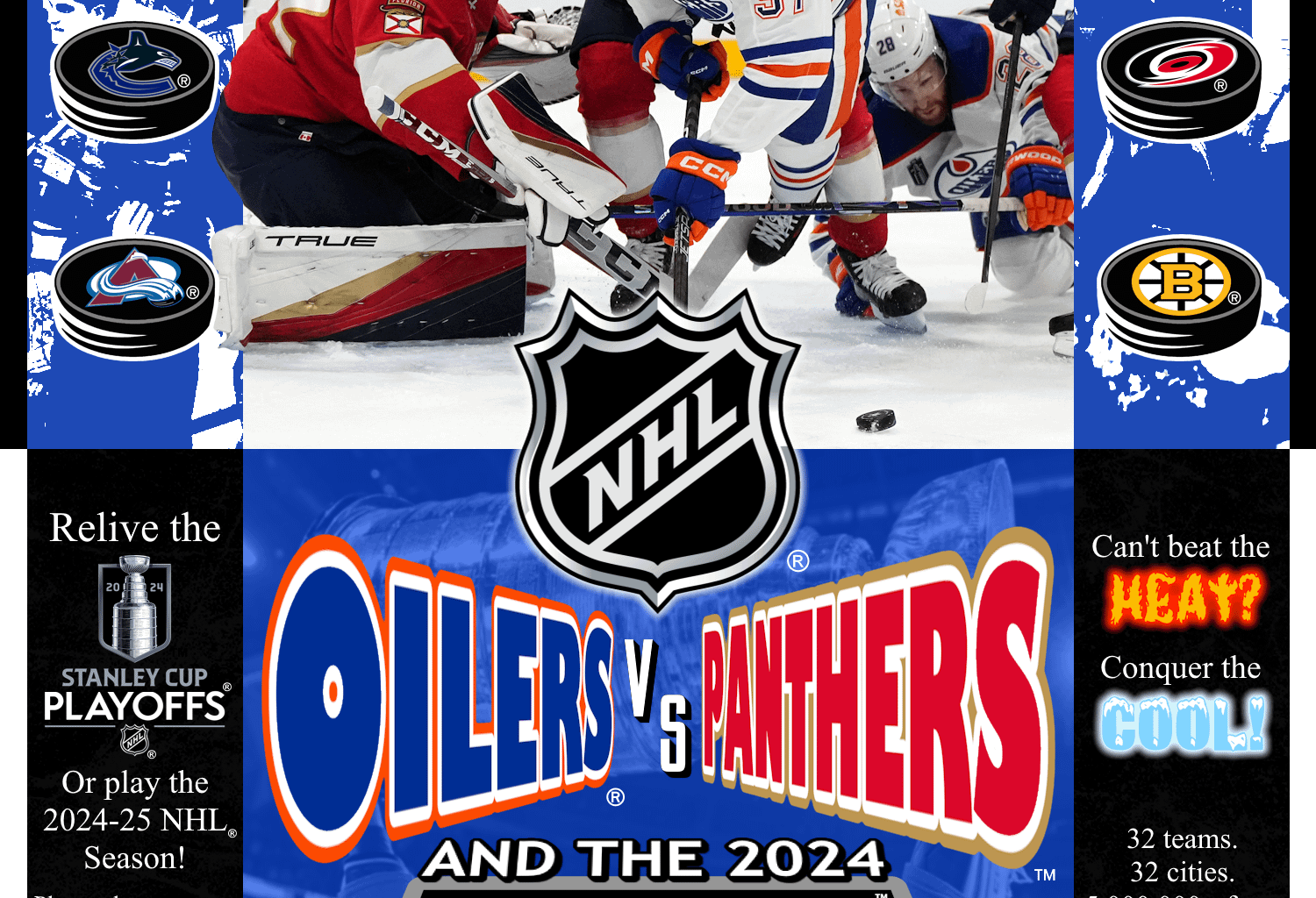 [OC] Happy Stanley Cup Final! For the fourth year in a row, here's this year's edition of my Genesis-style retro game cover for the matchup!