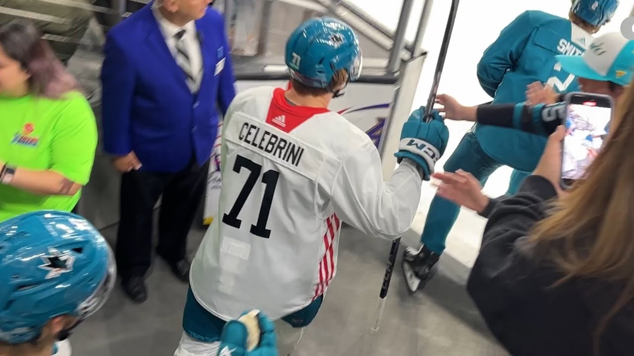 Macklin Celebrini #71 @ 2024 San Jose Sharks Prospect Scrimmage Warm Up (1st Ever As a Shark?)