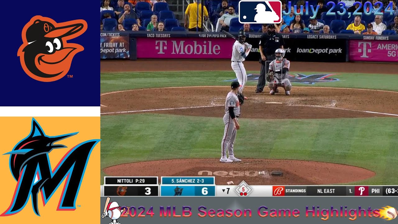 Miami Marlins vs Baltimore Orioles  inning 4-7 Game Highlights -MLB 7/23/2024-MLB Season 2024.