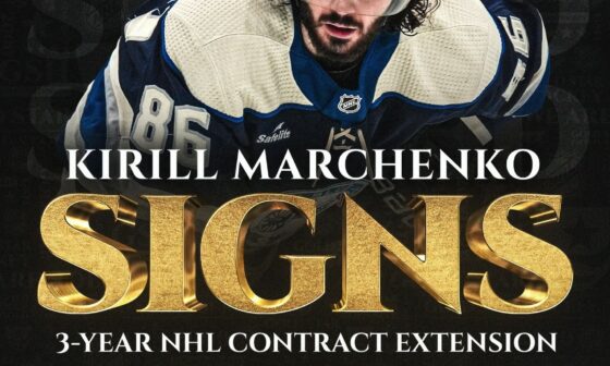 [Dan Milstein] Kirill Marchenko has agreed to terms on 3 year $3.850 AAV extension with CBJ