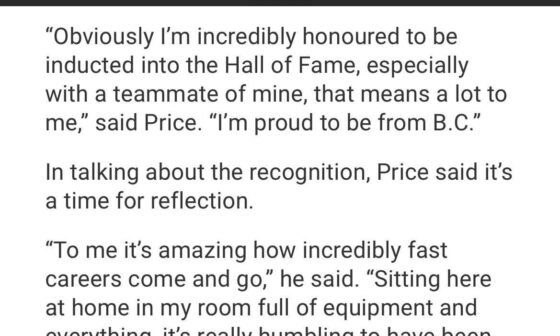 Congrats to Carey Price and Shea Weber on being inducted together into the BC Hall of Fame