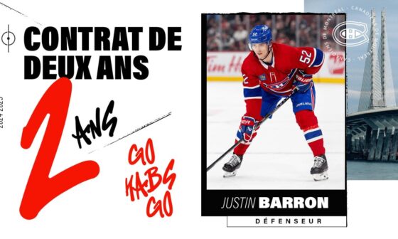 Contrat de deux ans pour Justin Barron | Canadiens de Montréal