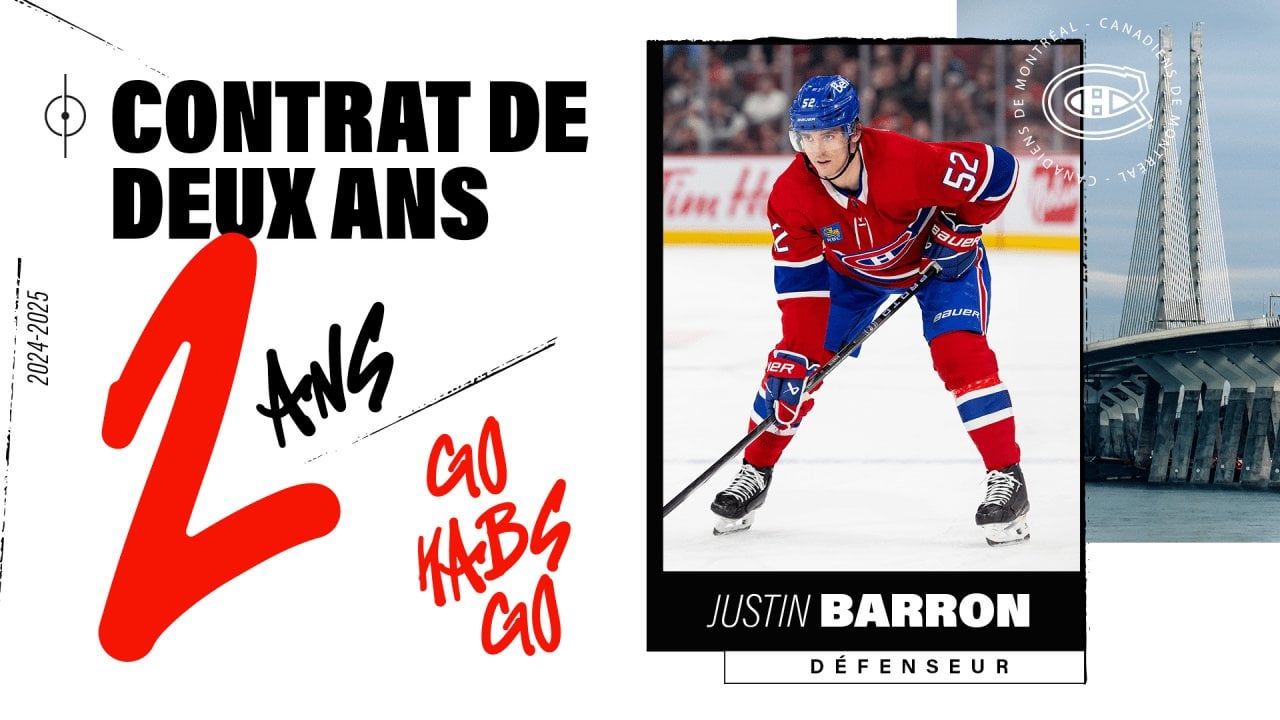 Contrat de deux ans pour Justin Barron | Canadiens de Montréal