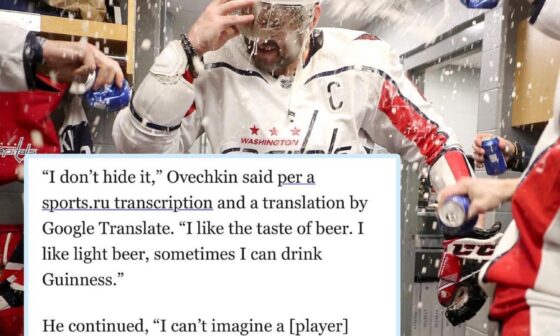 Ovechkin reveals his post-game beer drinking habit