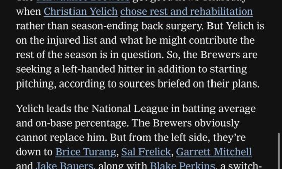 Ken Rosenthal Reporting Brewers In The Market For Left Handed Hitter - Get Your Winker Predictions In