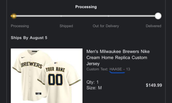 Told my friend I’d buy a Haase jersey if he had a multi HR game