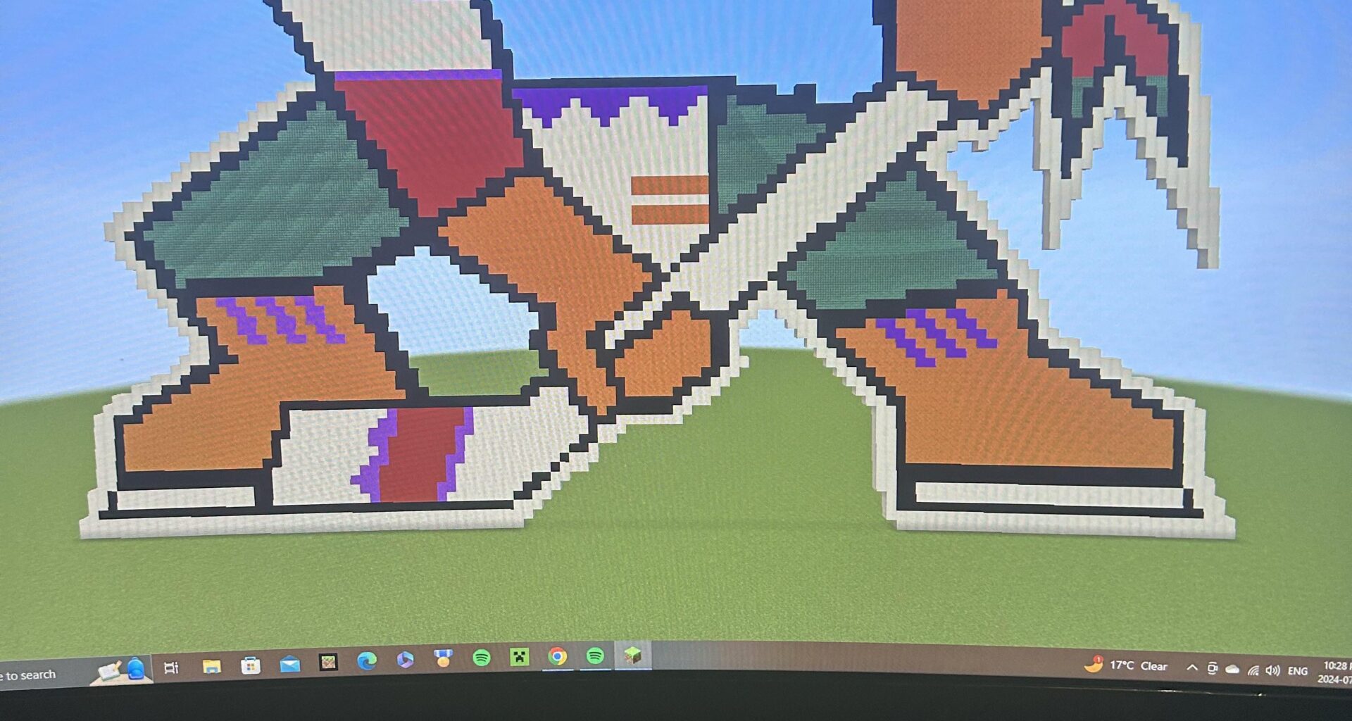 wip of the kachina logo in minecraft