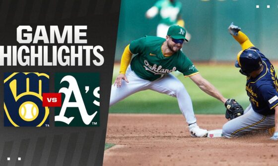 Brewers vs. A's Game Highlights (8/24/24) | MLB Highlights