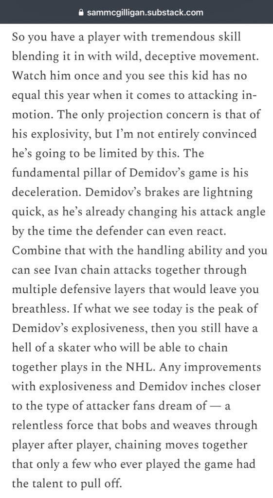 NHL prospects writer Sam McGilligan on Ivan Demidov