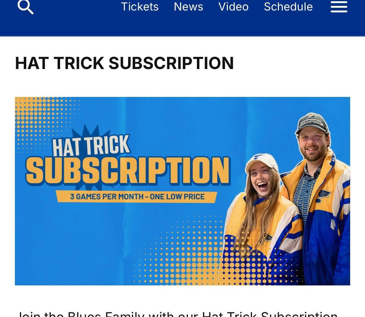 Blues Introduce Hat Trick Subscription