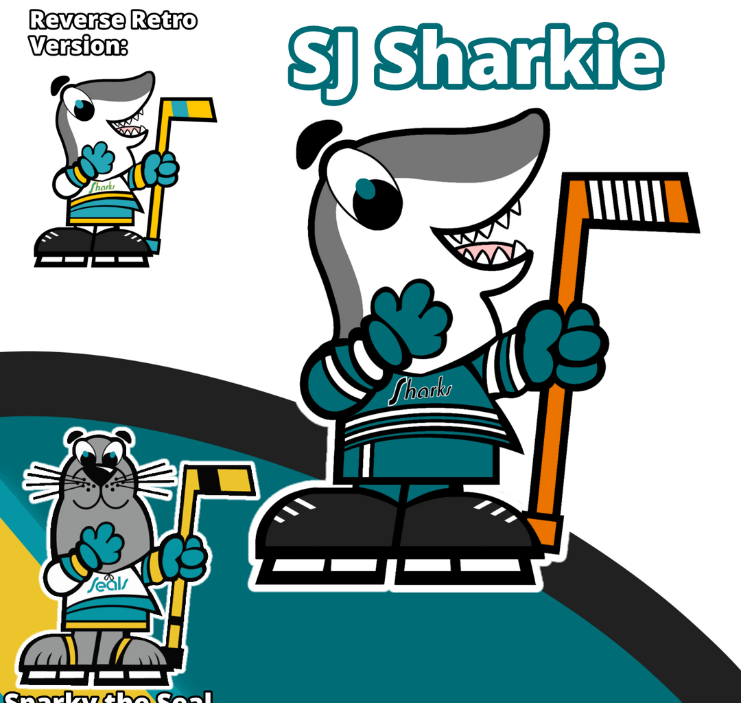 I drew SJ Sharkie based on the California Golden Seals mascot!