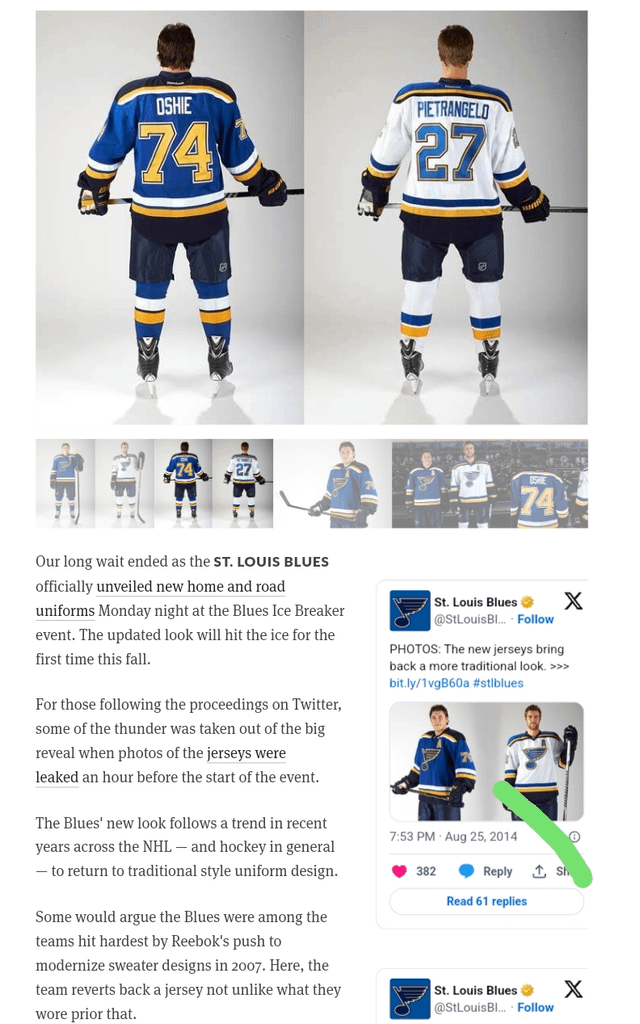 On this day 10 years ago, the Blues revealed new, old jerseys, and I also became a fan