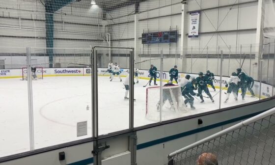 Celebrini, Smith Show Off at Sharks' Rookie Faceoff Practice