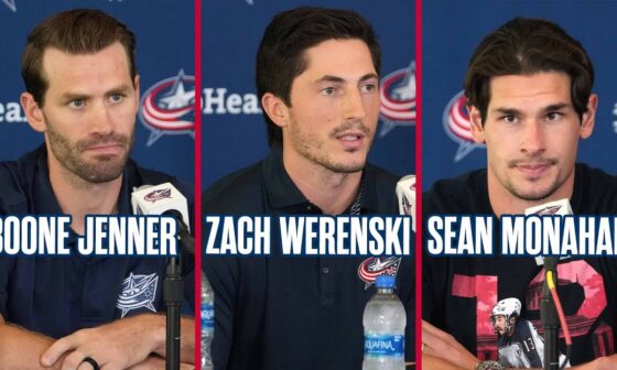 Boone Jenner, Zach Werenski and Sean Monahan on Blue Jackets Training Camp | Media Availability