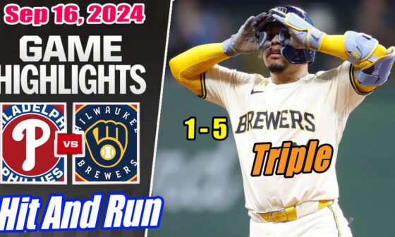 Philadelphia Phillies vs Milwaukee Brewers Game Highlights Today Sep 16, 2024 | MLB Highlights 2024