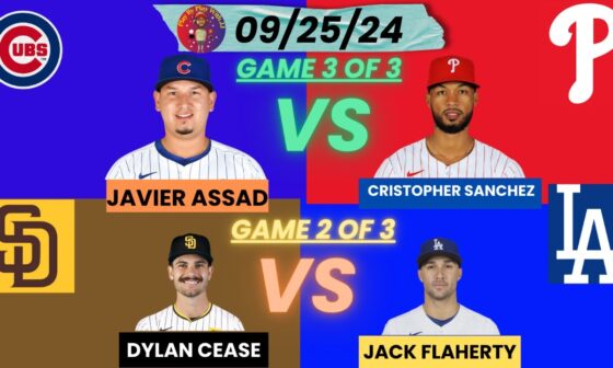 DH Philadelphia Phillies vs. Chicago Cubs & LA Dodgers vs. San Diego Padres  LIVE PLAY-BY-PLAY