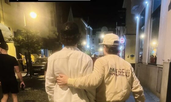 Meredith Gaudreau posted this photo of Cole Caufield and her late husband Johnny Gaudreau when they were at the World Championships together back in May