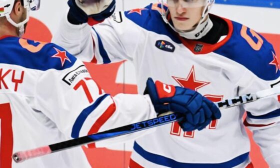 Ivan Demidov today in a 7-4 SKA win. He scored 4 points (2 goals, 2 assists) and now leads his team in points