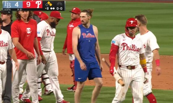 Matt Strahm, leaving his evening yoga class without an instructor, ready to throw hands after the benches clear.