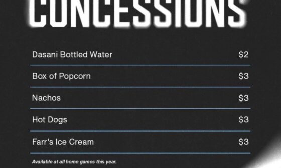 Concession prices for the Utah Hockey Club. Seeing this after I just paid $9 for a water at Toyota Center 😡