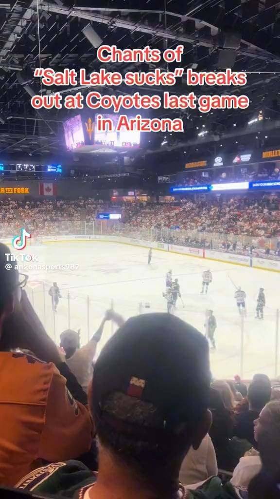 The crowd saying Salt Lake Sucks on a special moment of the coyotes under their last game