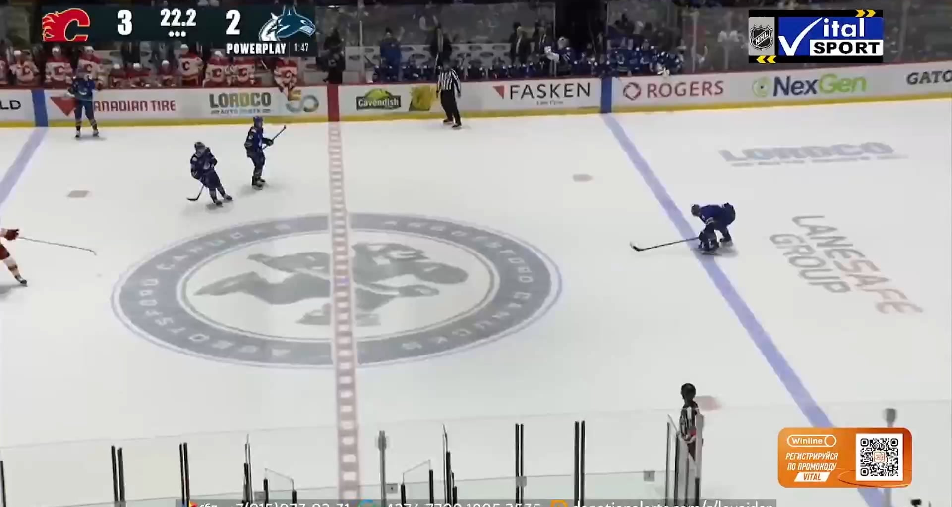 Daniel Sprong goes through the whole Calgary defense and beats the goalie to tie the game with 14 seconds left in the third.