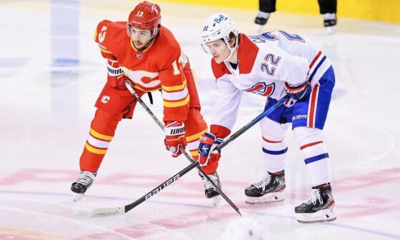 Cole Caufield’s first career NHL game was on April 26th, 2021. The Habs played the Flames that night & Caufield lined up against his hockey hero Johnny Gaudreau on the opening faceoff